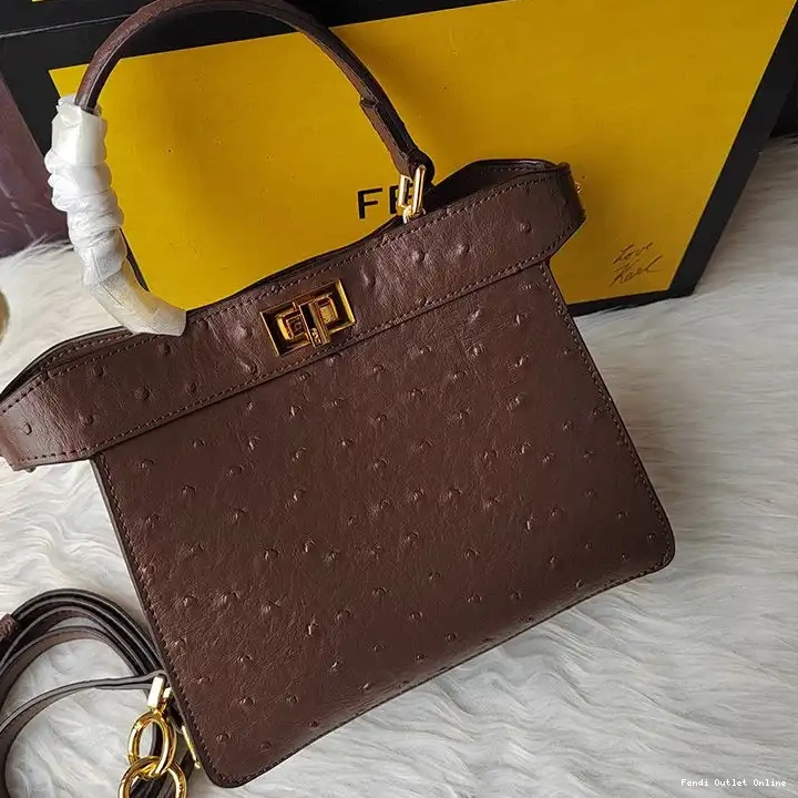 Affordable Peekaboo Fendi Leather Petite In Bag Ostrich Coffee ISeeU 0516